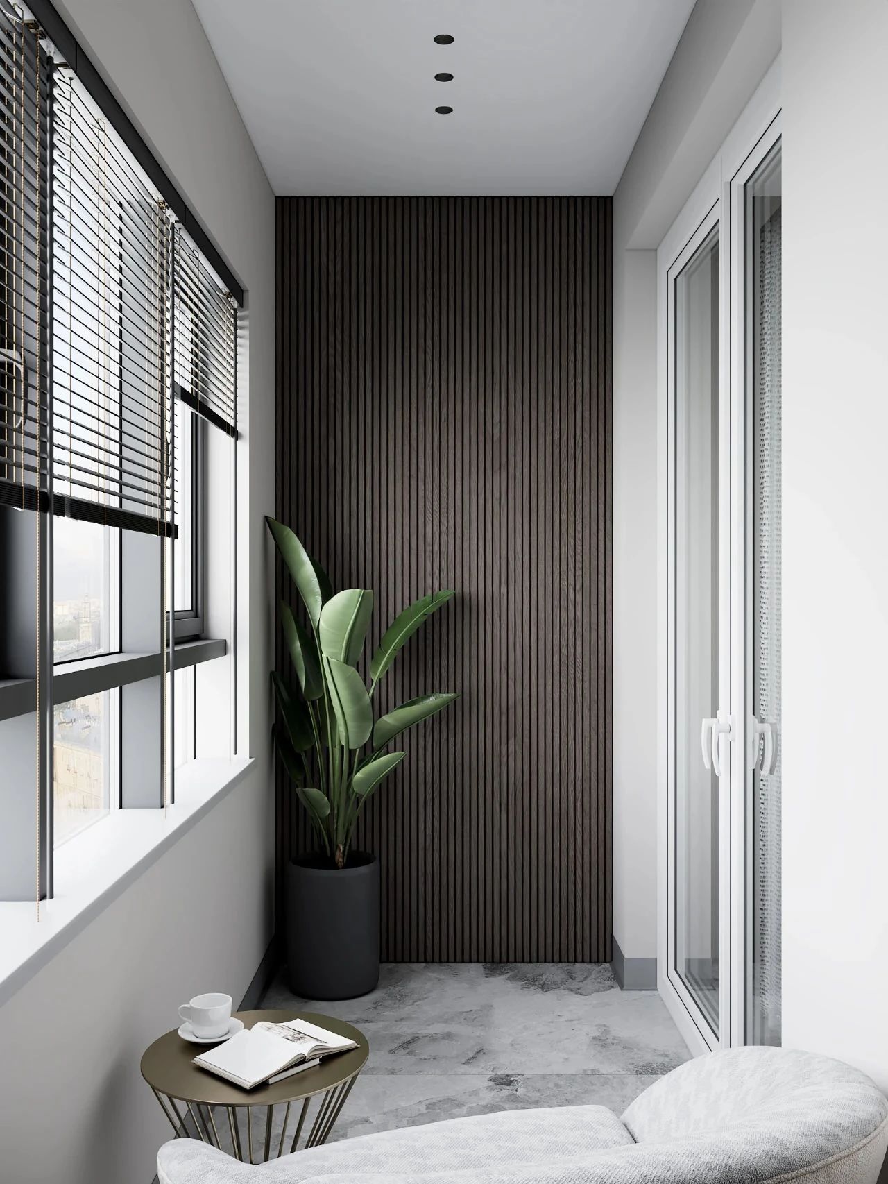 阳台→休闲区阳台是家里最适合看书,休息和发呆的地方,它很轻易人人